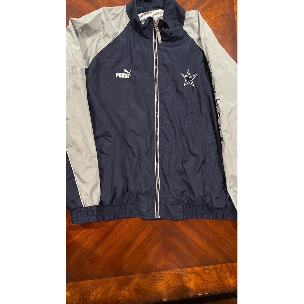 Vtg Dallas Cowboys puma zip up windbreaker jacket size 2XL- as is color transfer